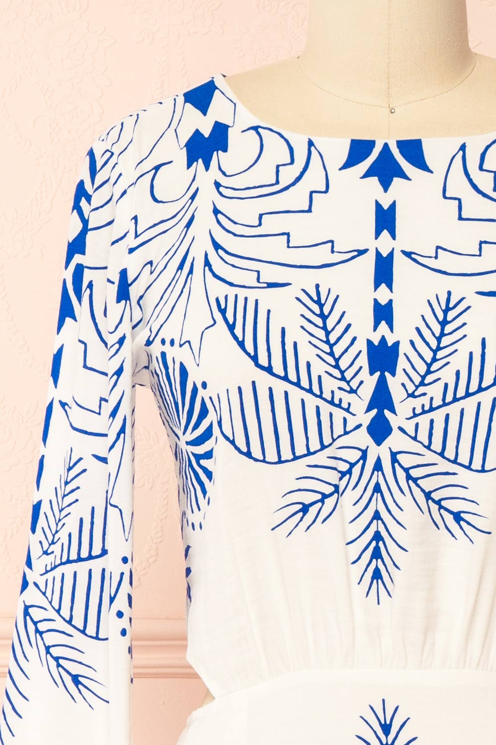 Sharon Short White Dress with Contrast Print | Boutique 1861 front