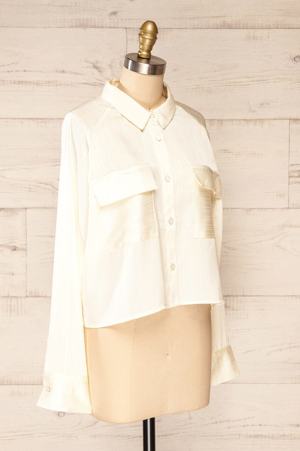 Sheffield Monochrome Striped Satin Shirt | La petite garçonne side view