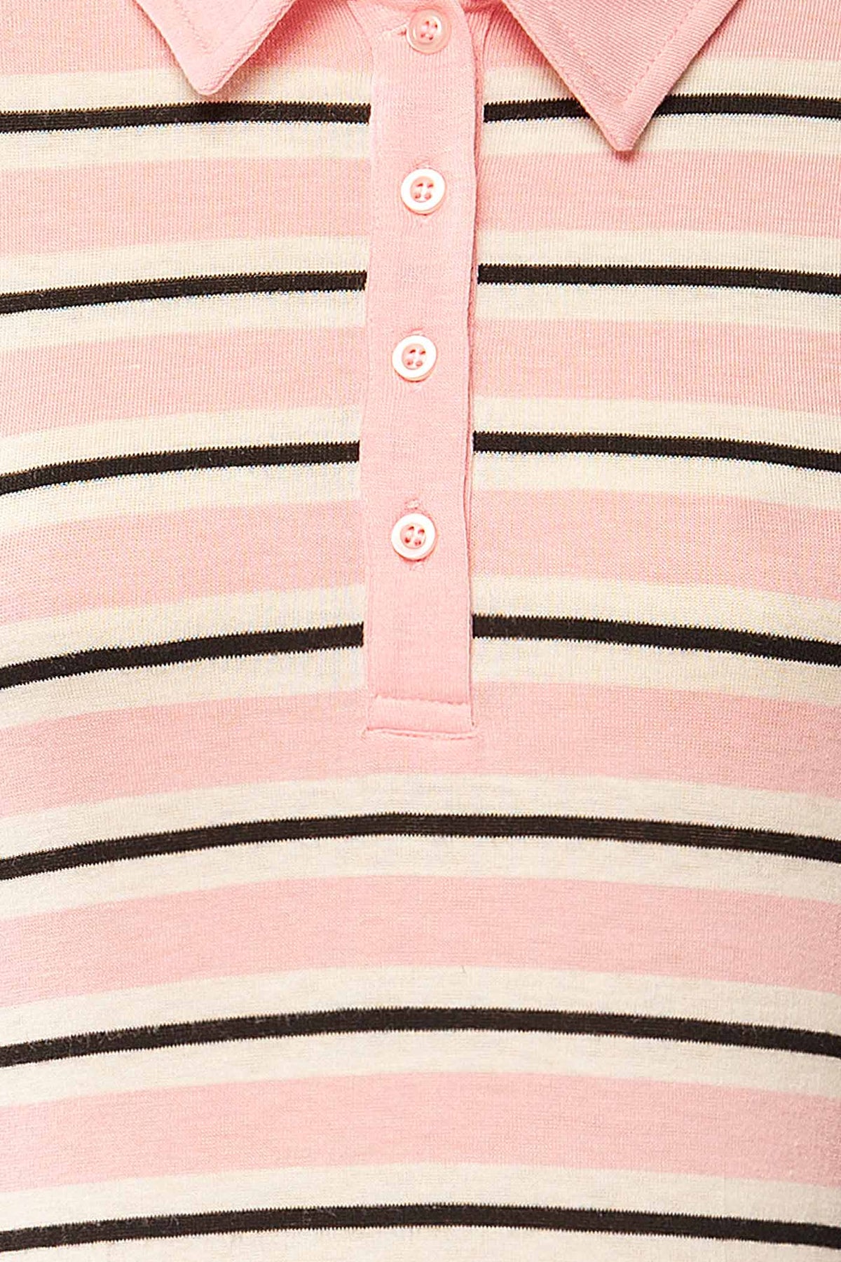 fabric view of Shepparton Pink Striped Long Sleeve Top at La petite garçonne
