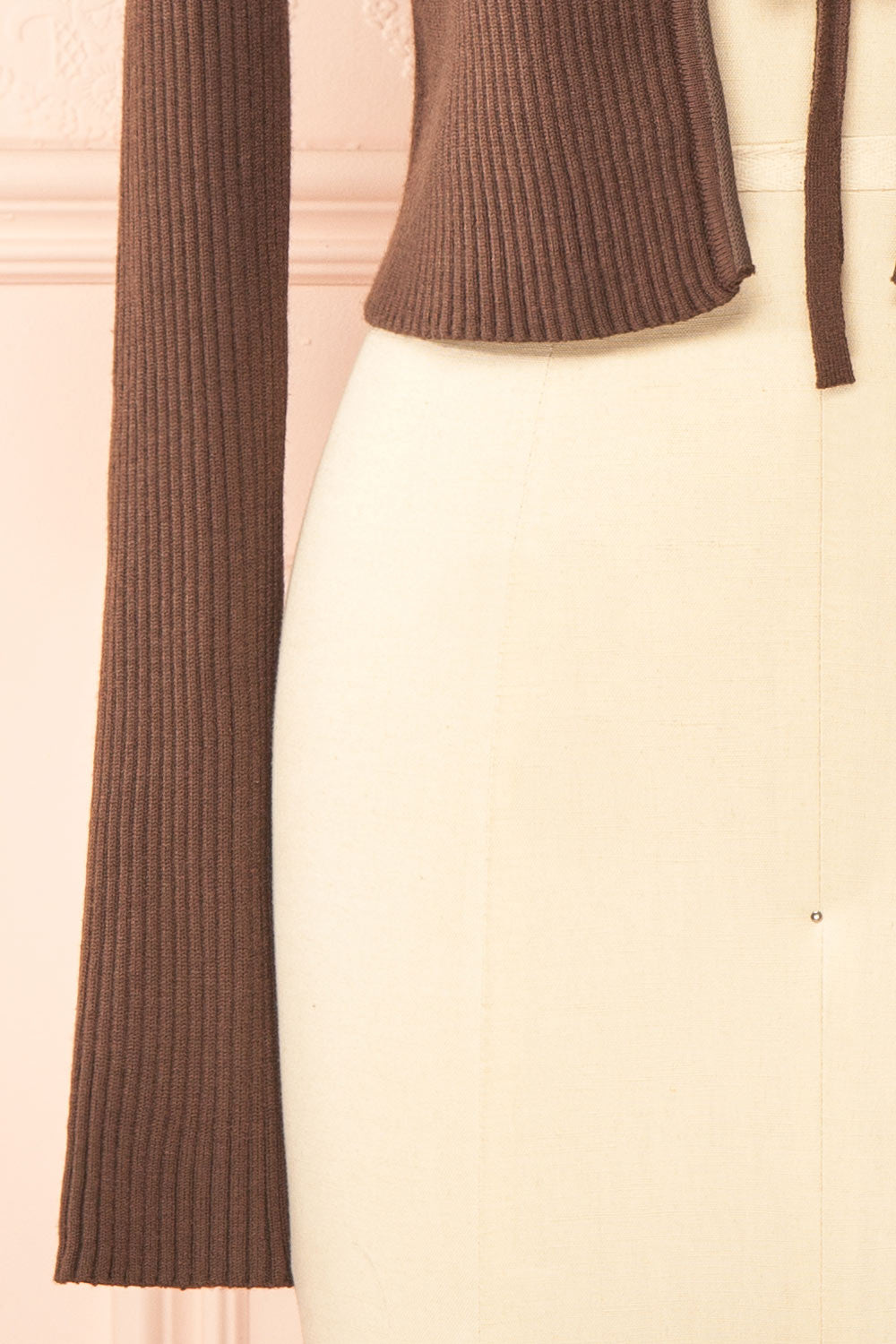 Sherie Brown Ribbed Cardigan with Faux Fur Collar | Boutique 1861 bottom