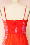 Sherry Red Floral Satin Jumpsuit w/ Slits | Boutique 1861 back