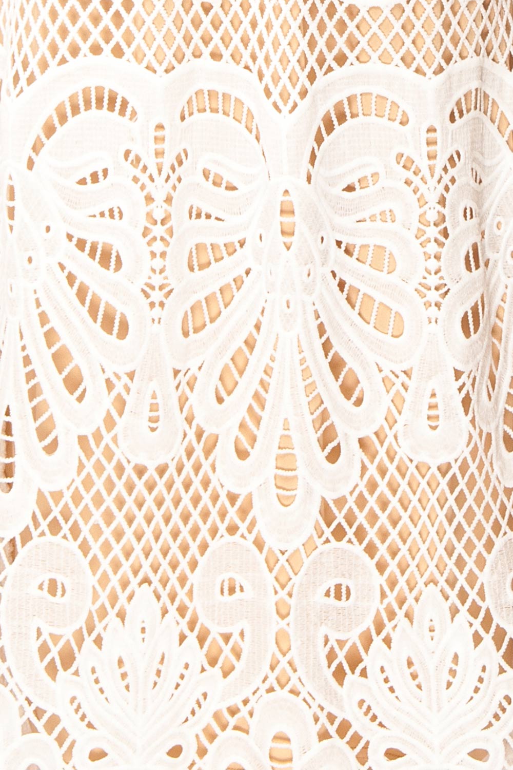 Shevona White Crocheted Lace Midi Dress | Boutique 1861 fabric