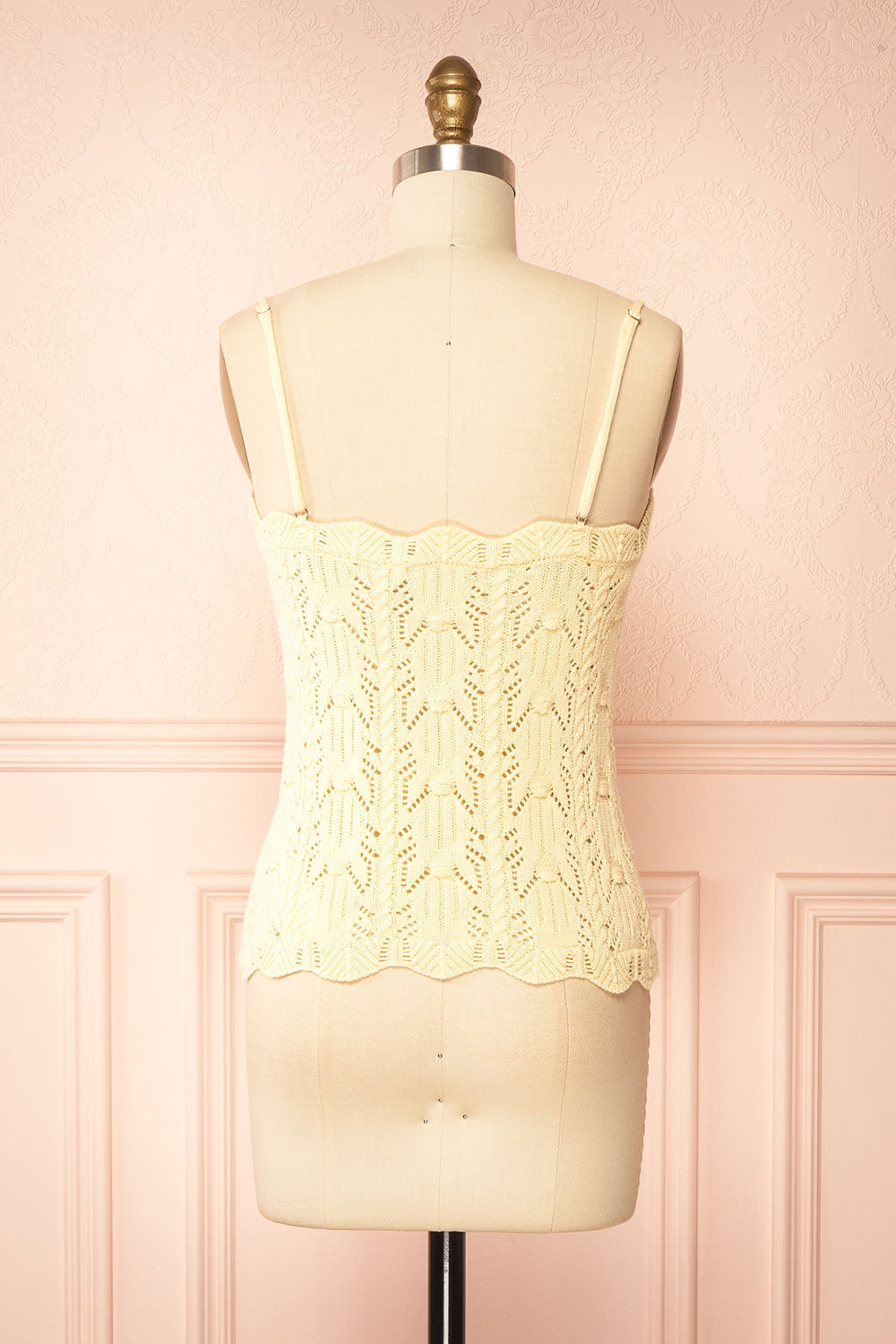 Sienna Yellow Pointelle Knit Camisole with Scalloped Trim | Boutique 1861 back view