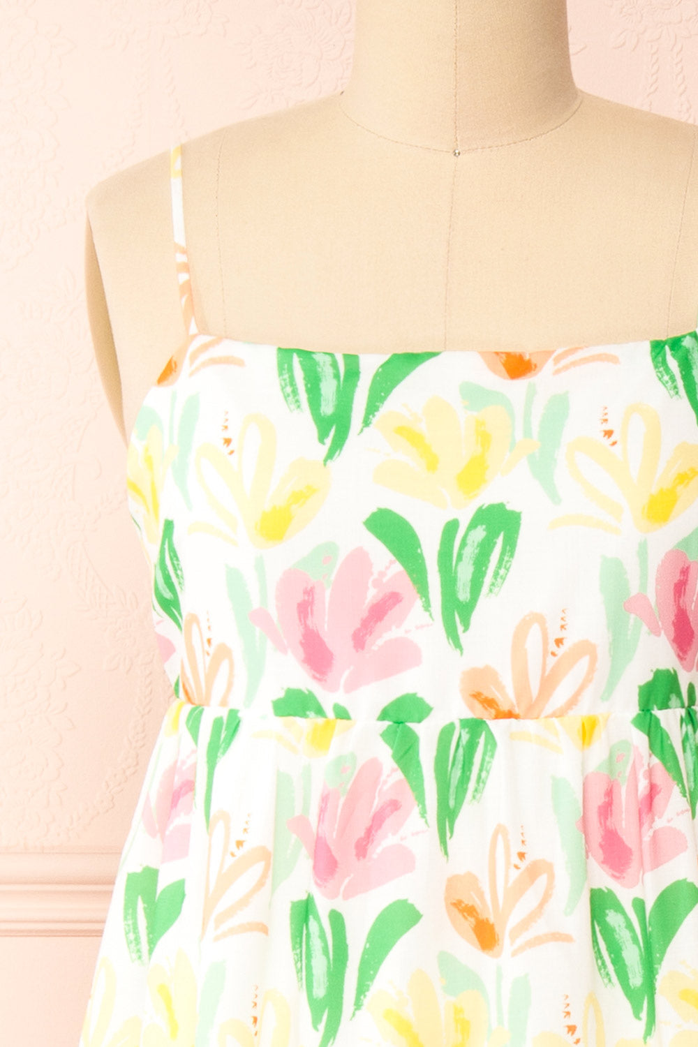 Silvia Colourful Floral Maxi Dress | Boutique 1861 front close-up