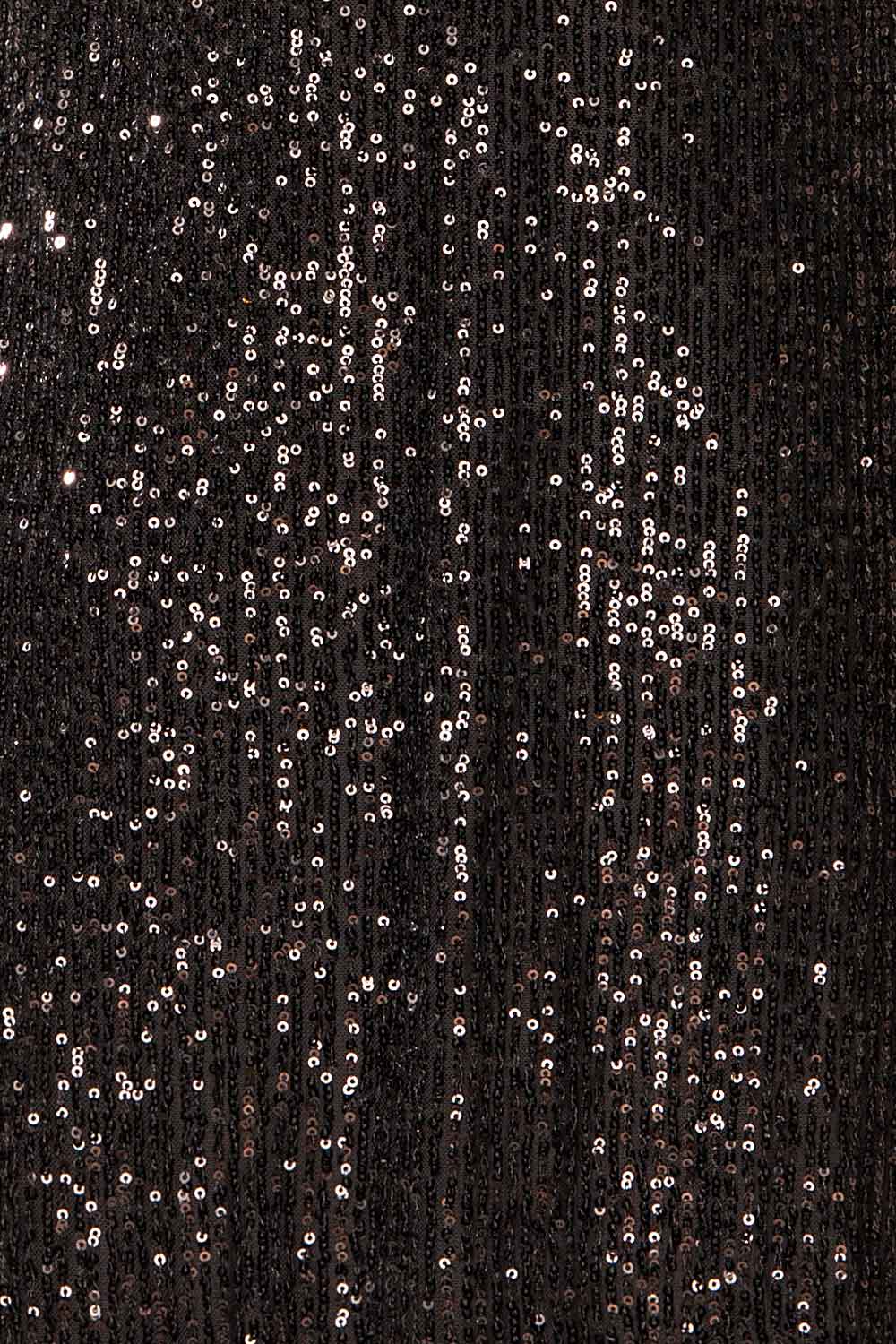 Singapour Black Short Sequin Dress w/ High Neck | La petite garçonne fabric