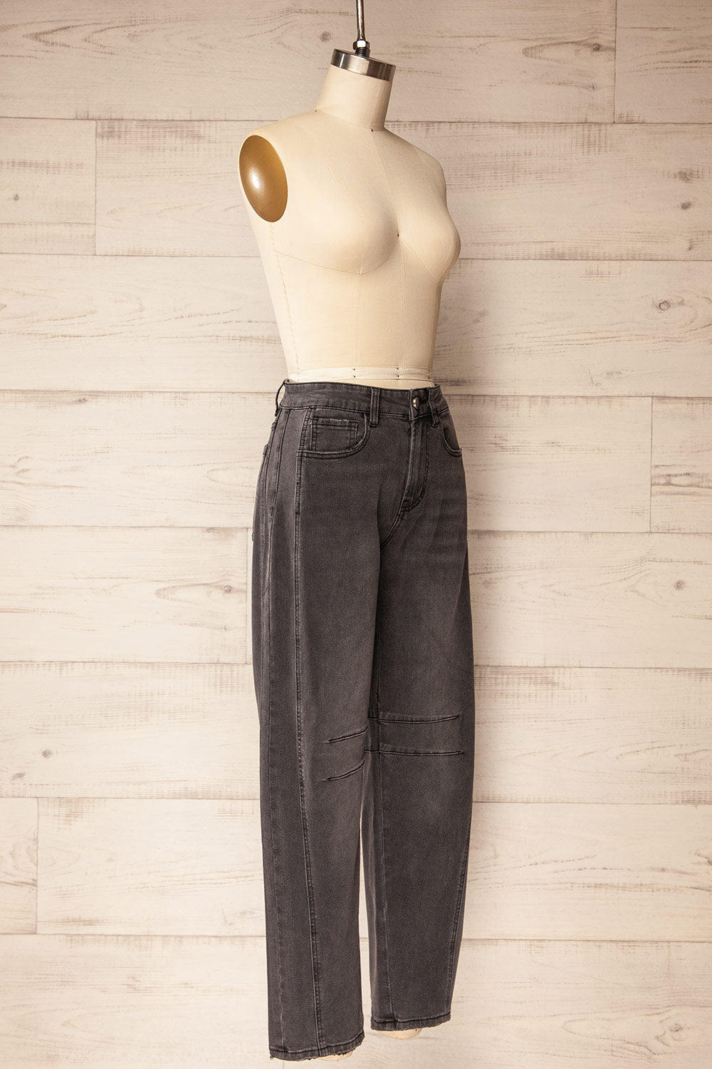 Singleton Washed Grey Barrel-Leg Jeans | La petite garçonne side view