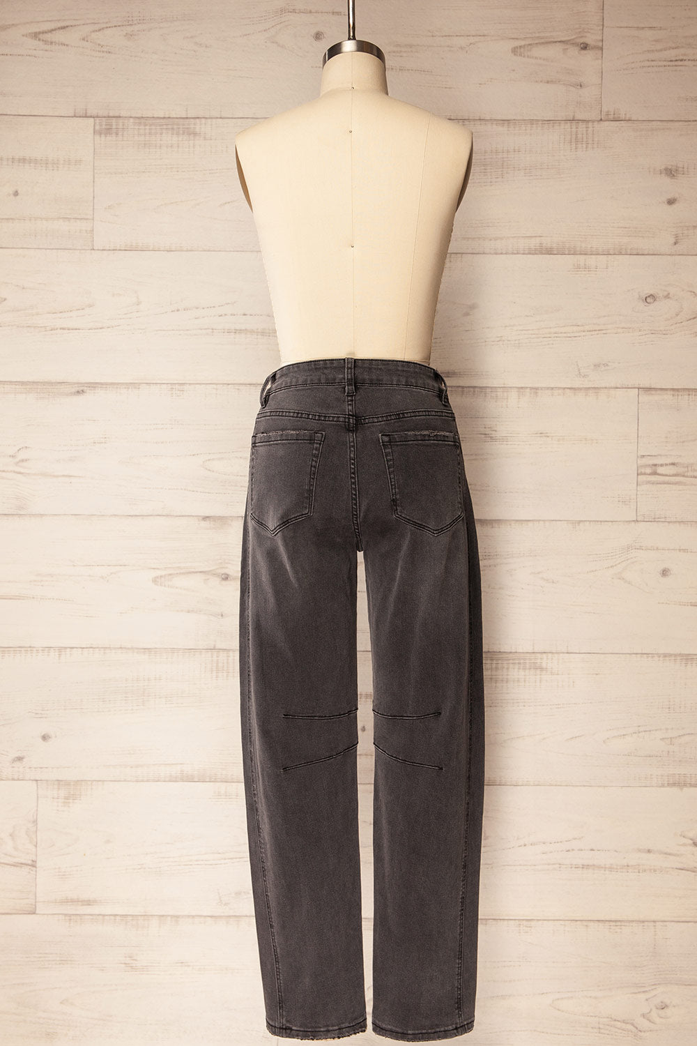 Singleton Washed Grey Barrel-Leg Jeans | La petite garçonne back view