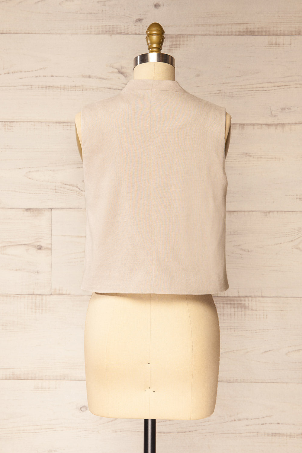 Sinuwa Sleeveless Light Taupe Blazer | La petite garçonne back view