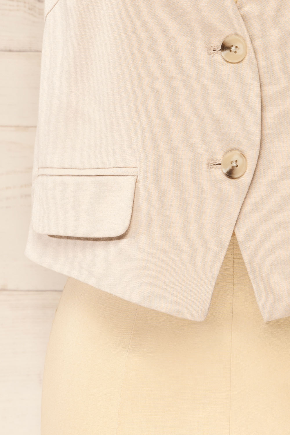 Sinuwa Sleeveless Light Taupe Blazer | La petite garçonne bottom