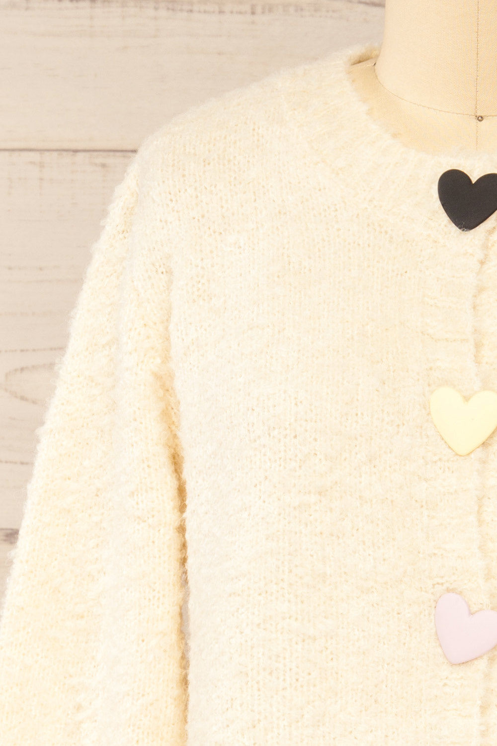 Sitia Ivory Cardigan w/ Heart Shaped Buttons | La petite garçonne front