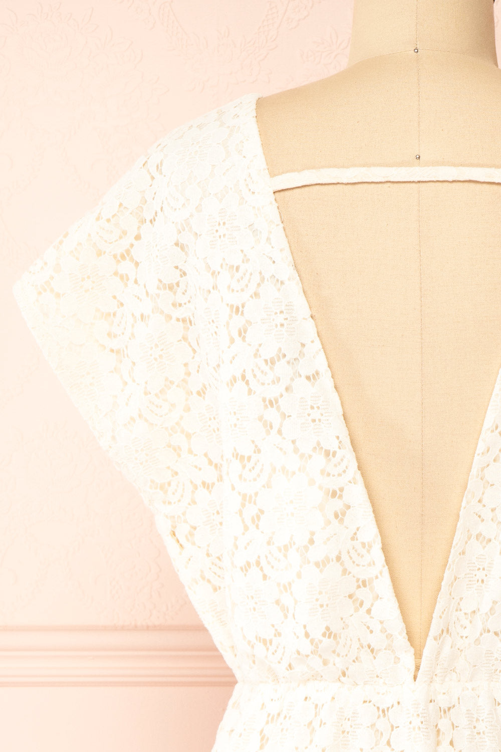 Skileta Lace Short Ivory Dress w/ Batwing Sleeve | Boutique 1861 back