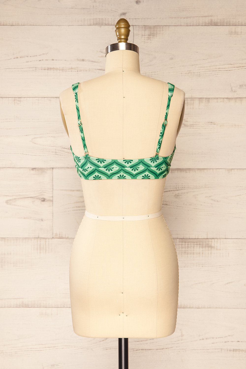 Soiya Floral Green Vintage Pattern Bikini Top | La petite garçonne back view