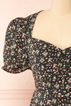 Sokka Black Floral Midi Dress w/ Short Sleeves | Boutique 1861 front