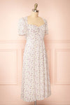 Sokka White Floral Midi Dress w/ Short Sleeves | Boutique 1861 side view