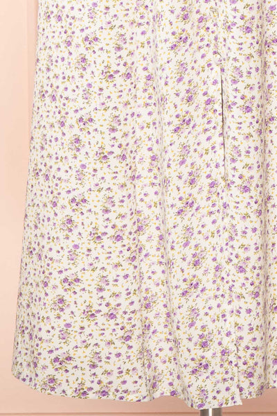 Sokka White Floral Midi Dress w/ Short Sleeves | Boutique 1861 bottom