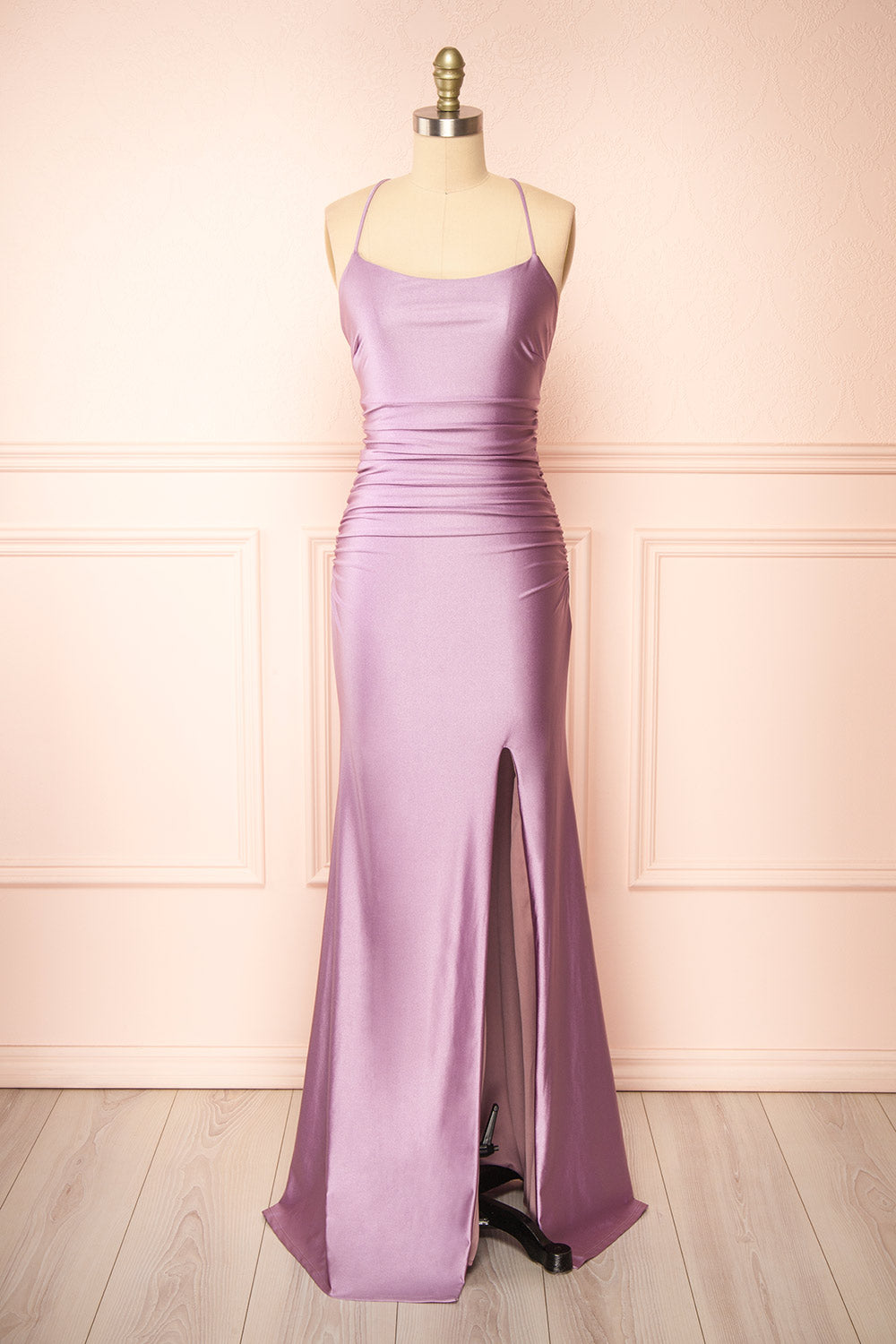 Sonia Lavender Backless Mermaid Maxi Dress with Slit | Boutique 1861 Sonia Lavender Backless Mermaid Maxi Dress with Slit | Boutique 1861