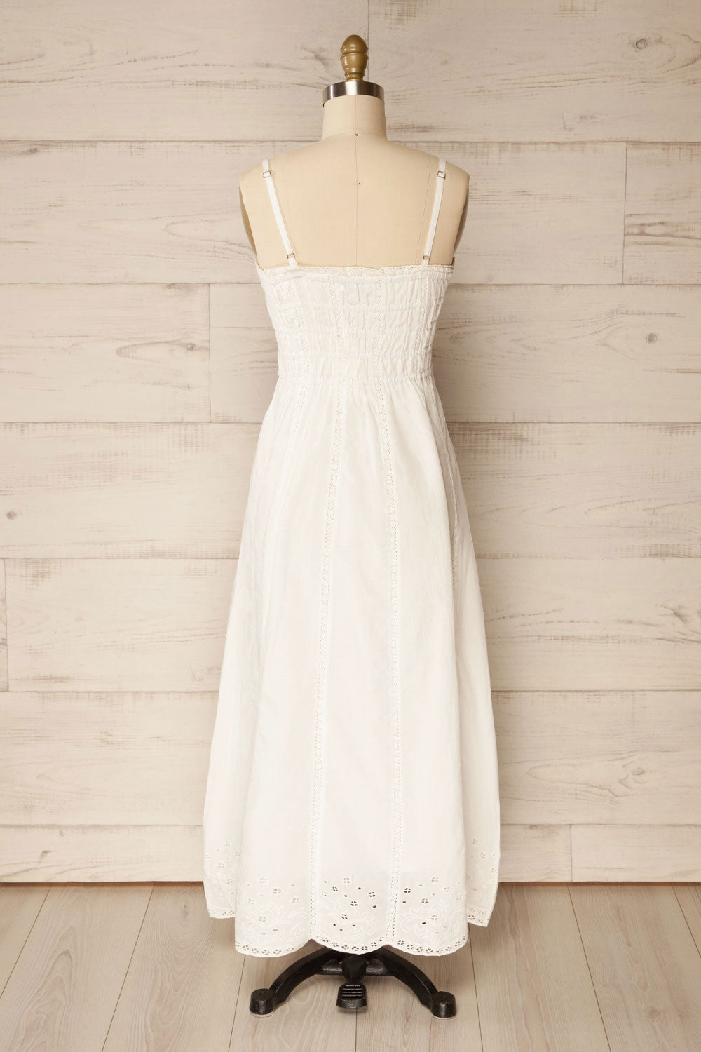 Sonna | Midi White Dress with Eyelets Details