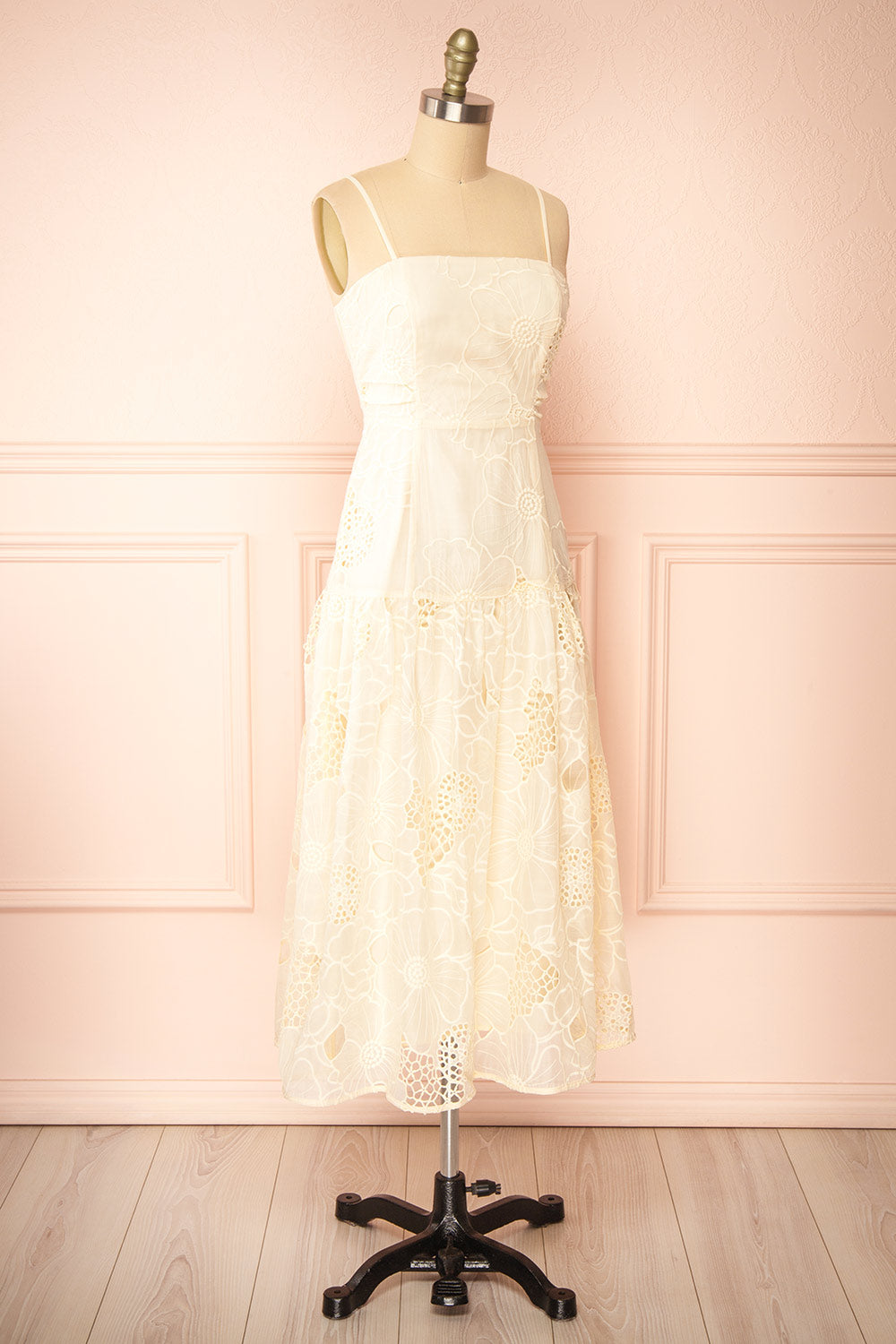 Sookie Beige Floral Openwork Dress | Boutique 1861 side view