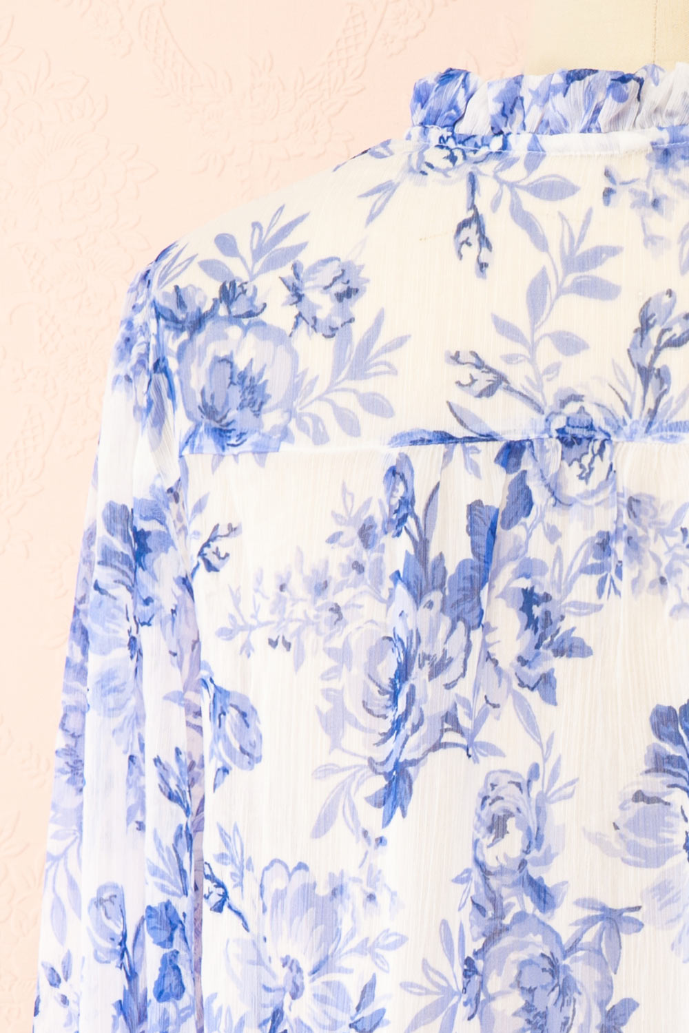 Soranna Blue Floral Chiffon Blouse with Front Tie | Boutique 1861 back