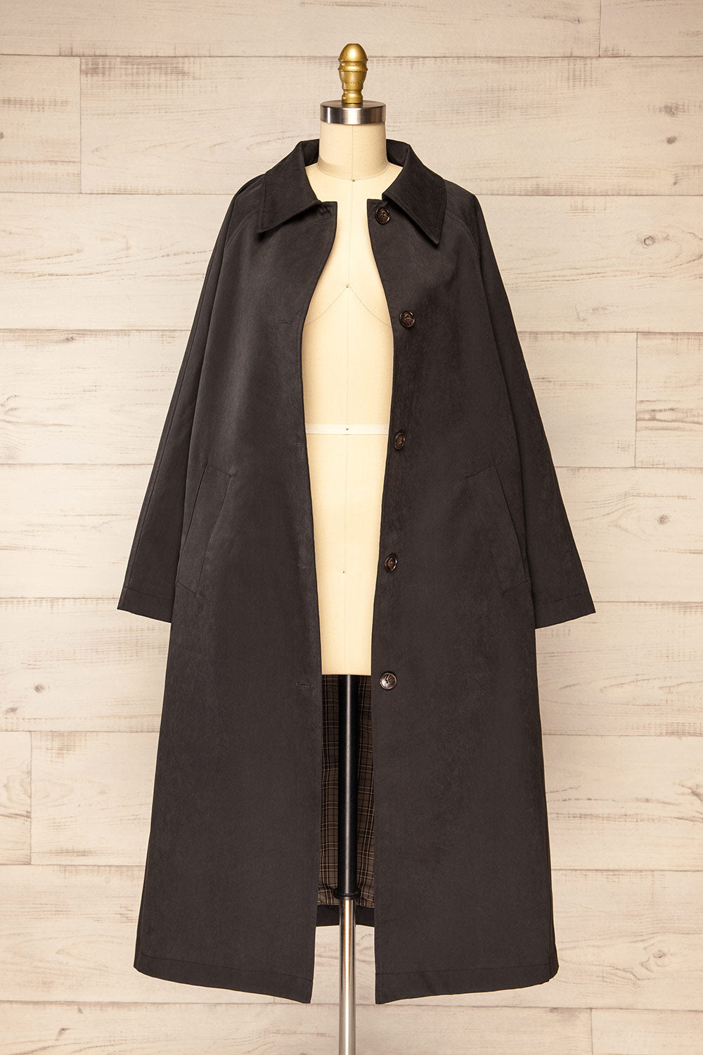 Starkville Faded Black Trench Coat | La petite garçonne open view