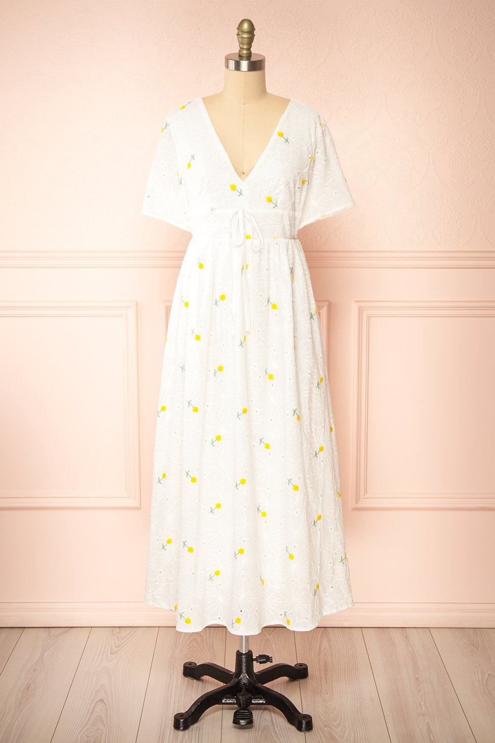 Stephany White Embroidered Floral Dress | Boutique 1861 front view