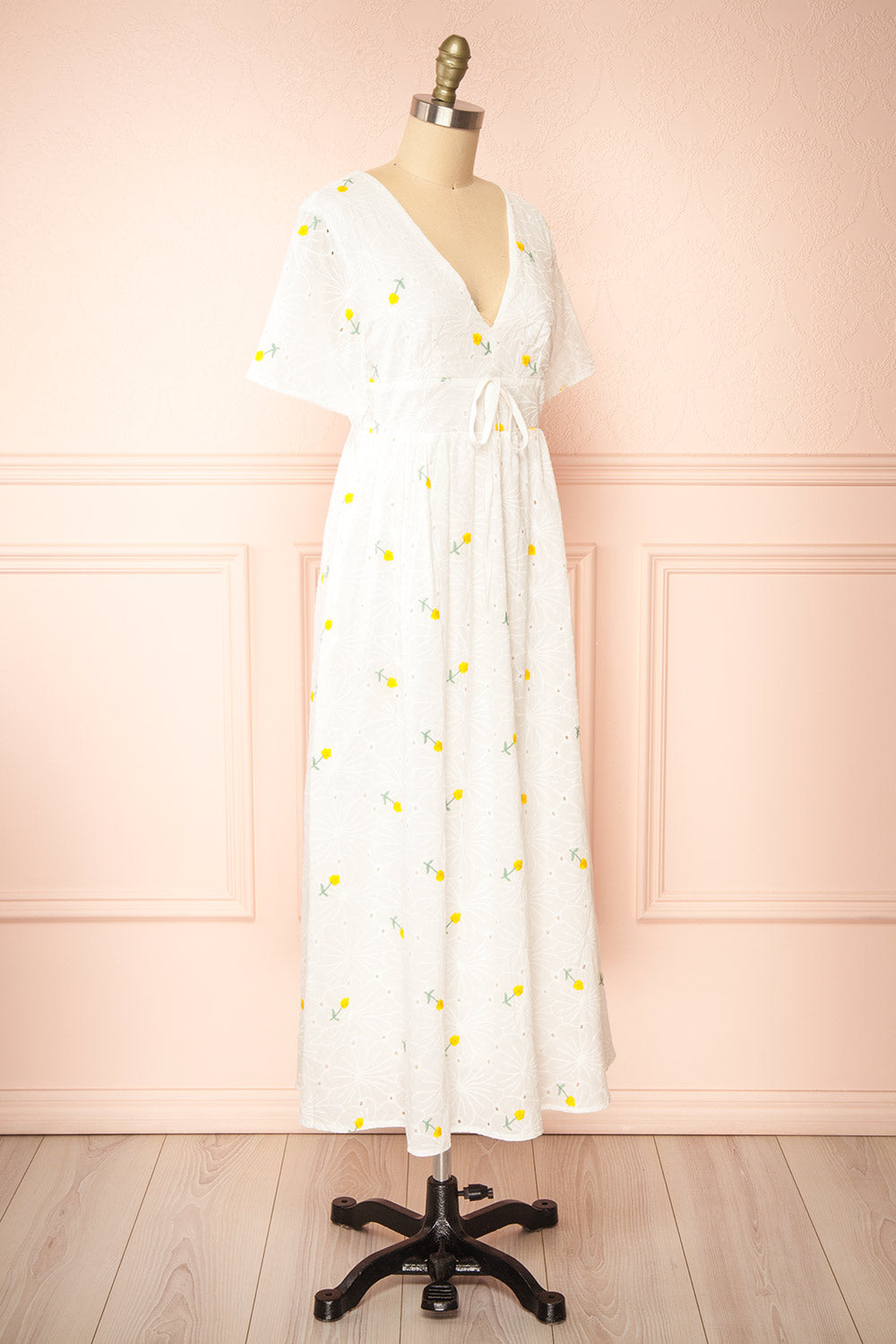 Stephany White Embroidered Floral Dress | Boutique 1861 side view