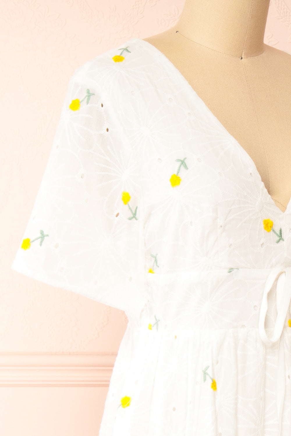 Stephany White Embroidered Floral Dress | Boutique 1861  side