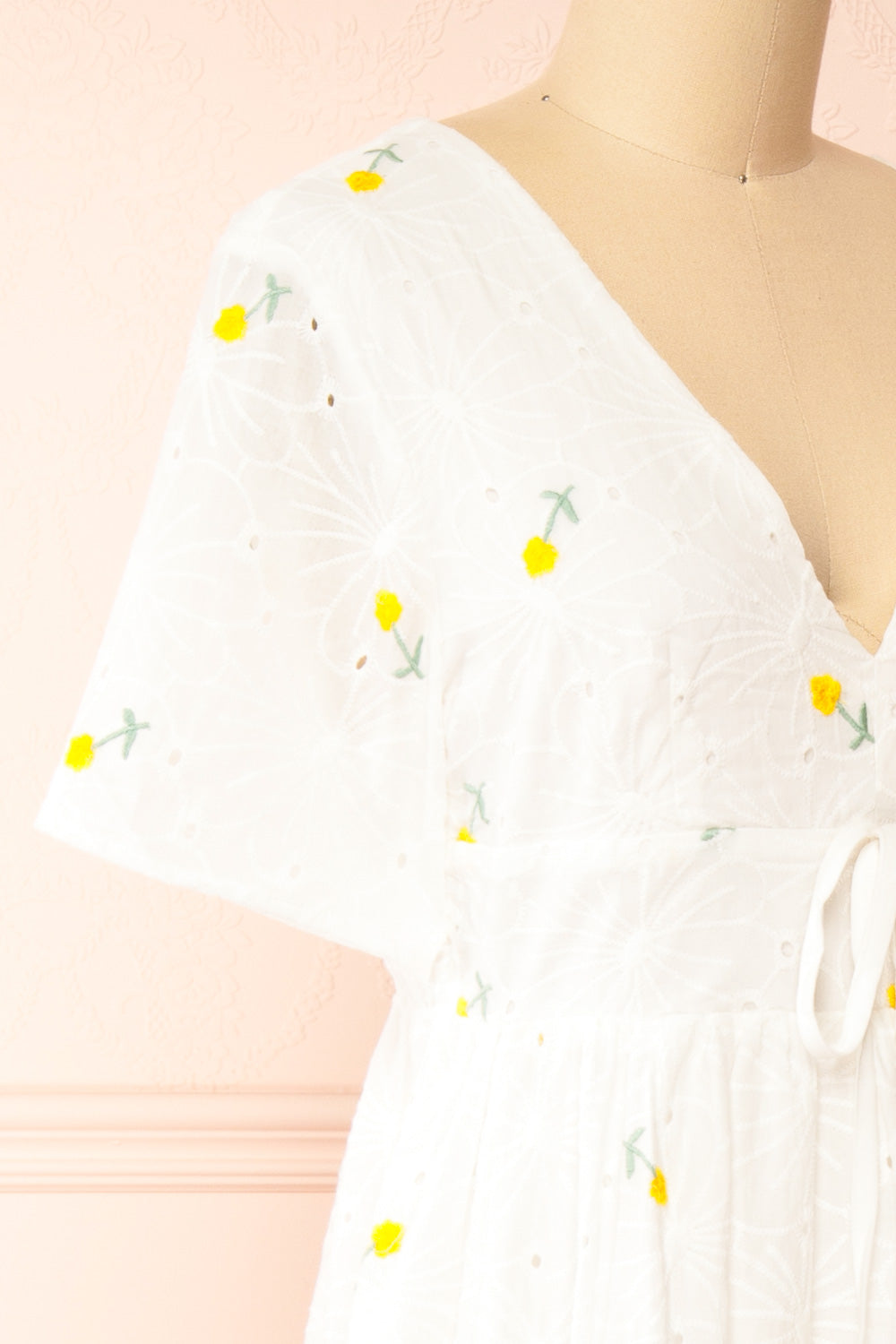 Stephany White Embroidered Floral Dress | Boutique 1861 side