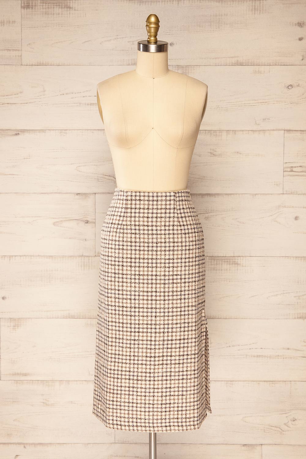 Stevenson Midi Tweed Pencil Skirt w/ Slit | La petite garçonne front view