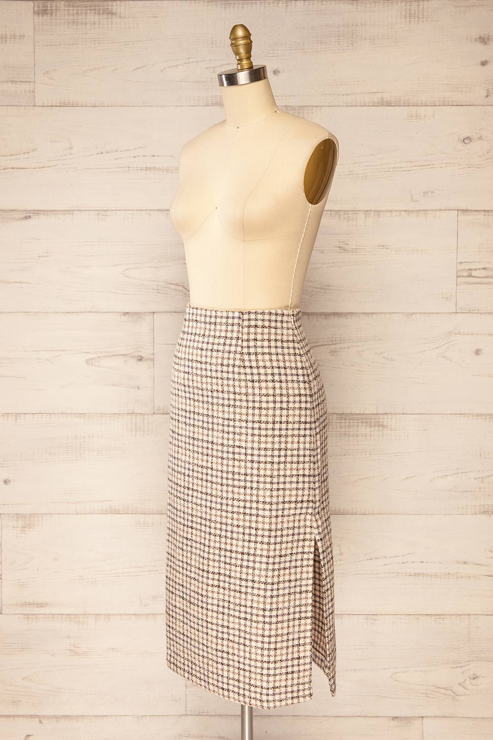 Stevenson Midi Tweed Pencil Skirt w/ Slit | La petite garçonne side view