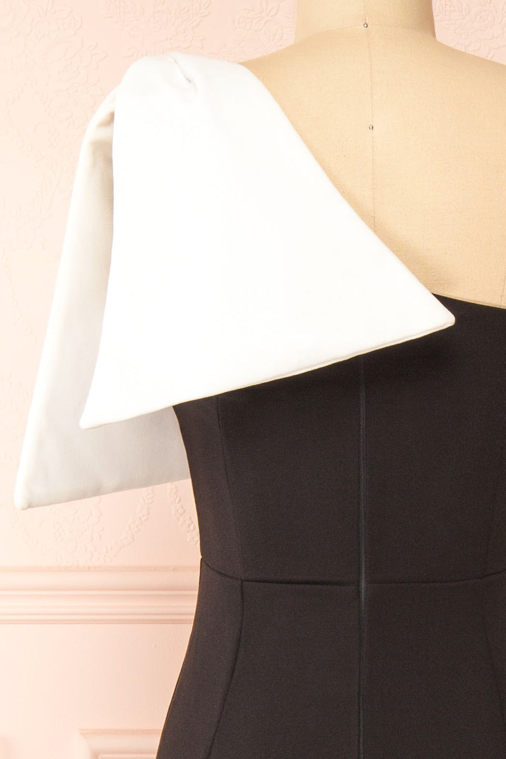 Stormi Black Fitted Dress w/ Oversized Bow | Boutique 1861 back