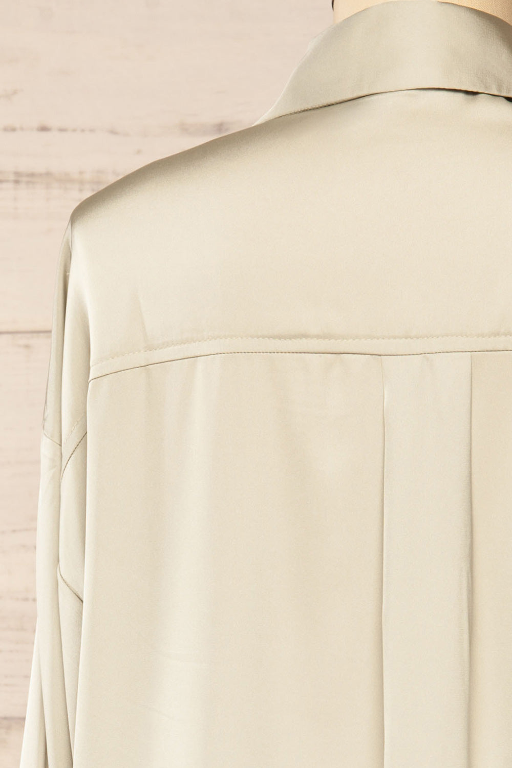 Stratford Sage Satin Shirt w/ Double Buttons | La petite garçonne back