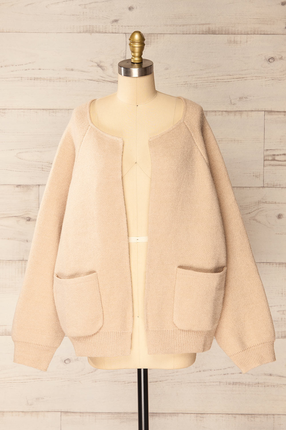 Stuttgart Beige Thick Knit Open Cardigan | La petite garçonne front view