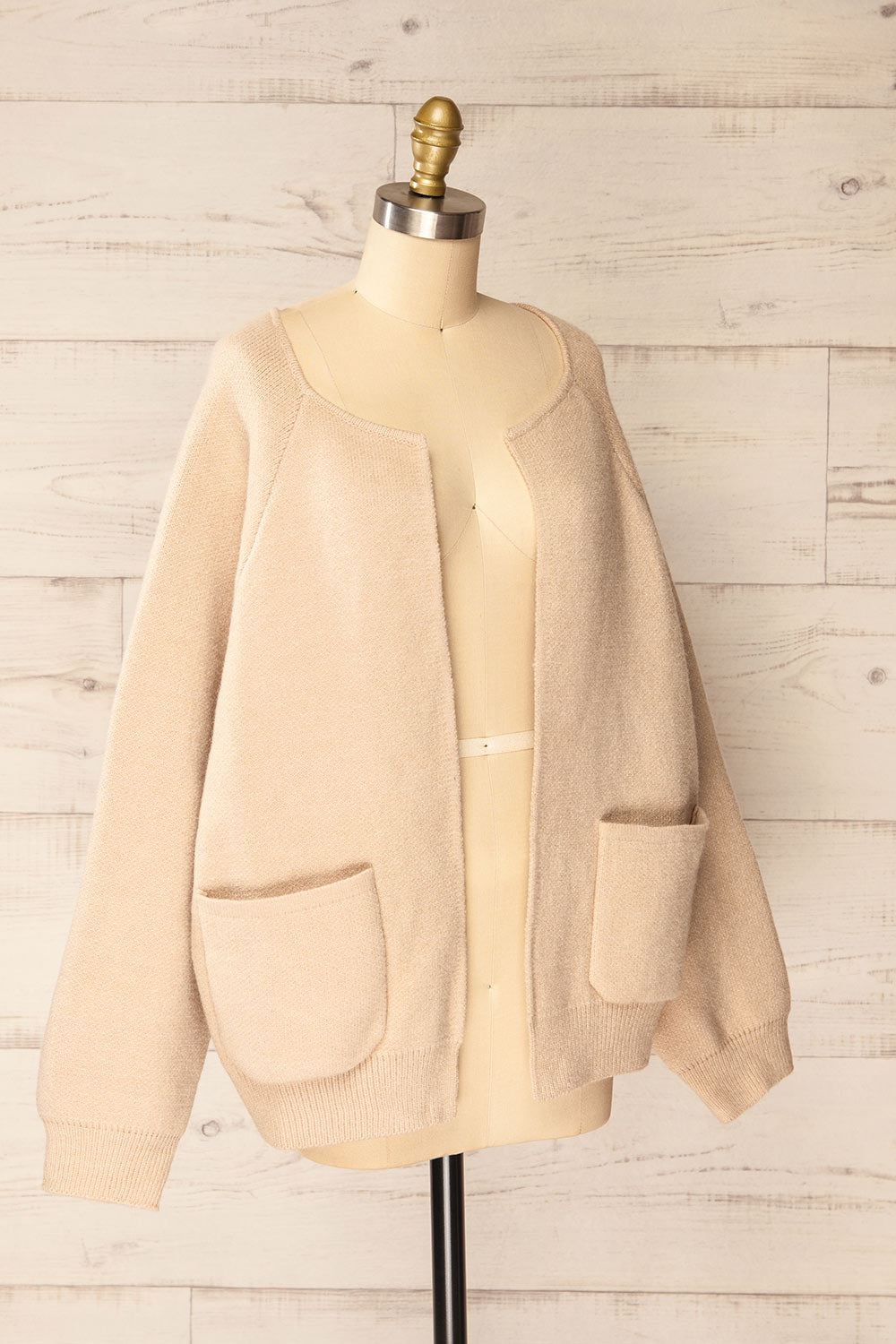 Stuttgart Beige Thick Knit Open Cardigan | La petite garçonne side view