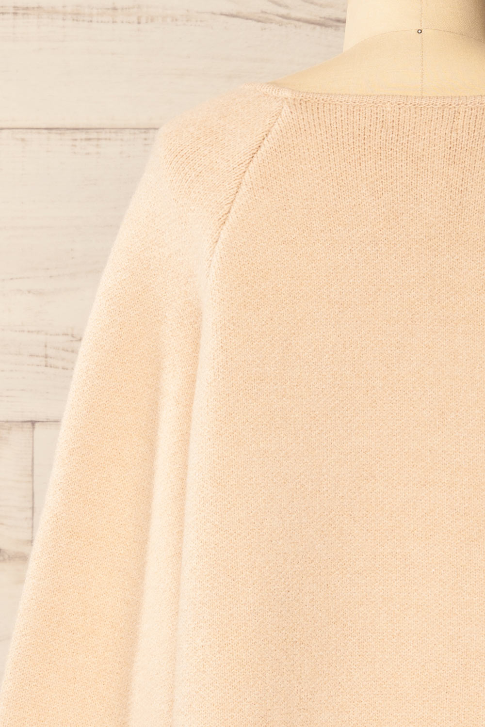 Stuttgart Beige Thick Knit Open Cardigan | La petite garçonne back close-up