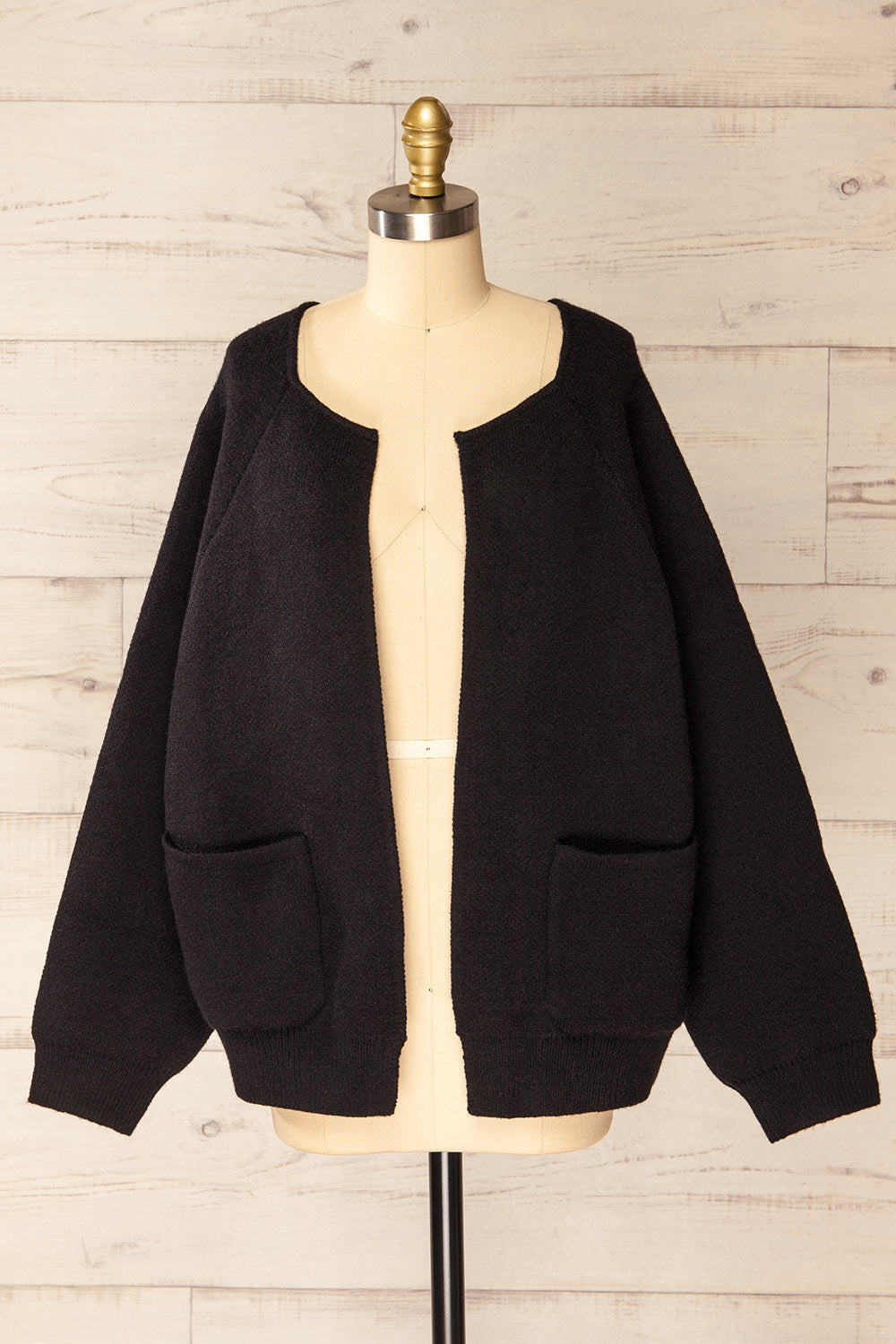 Stuttgart Black Thick Knit Open Cardigan | La petite garçonne front view