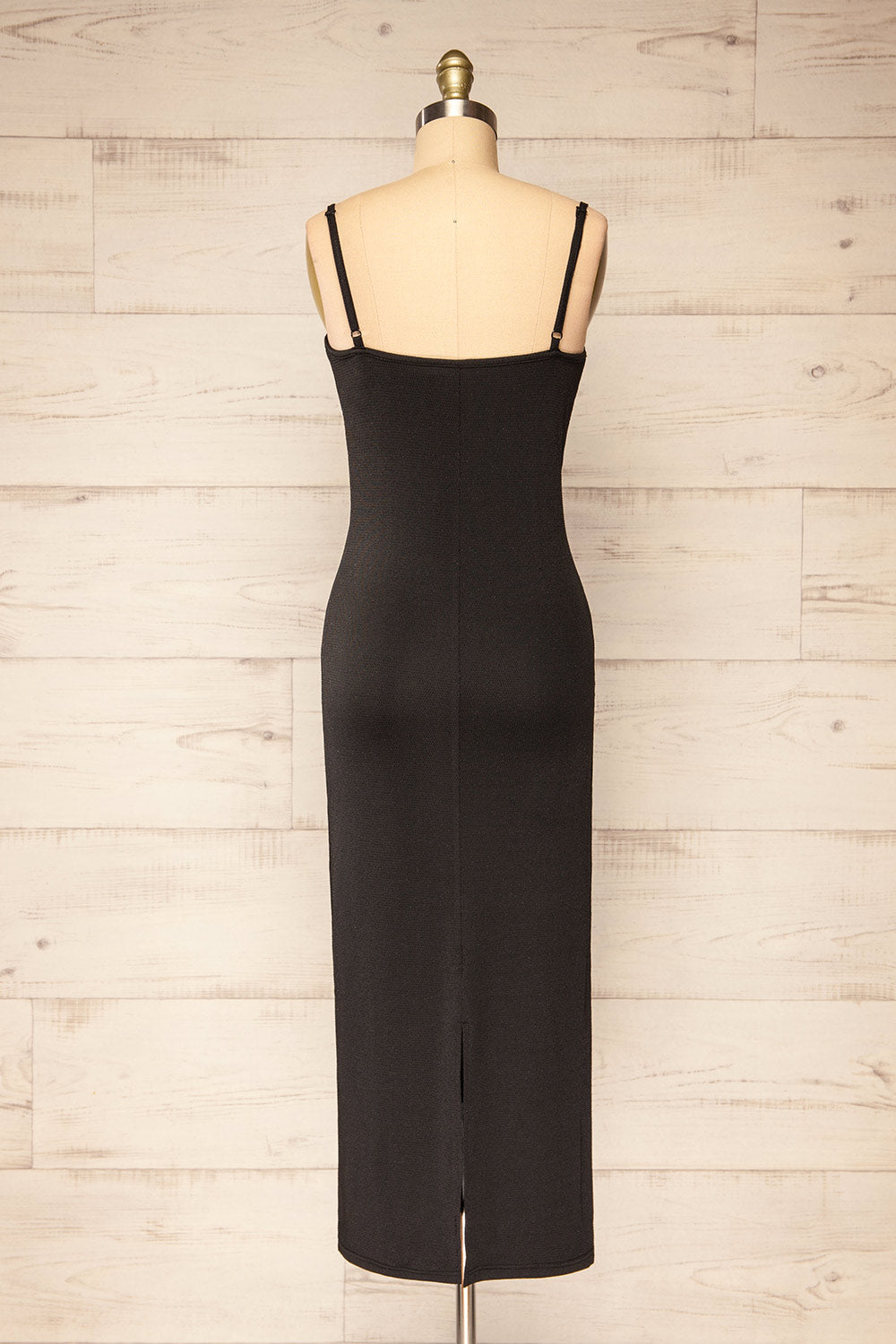Suai Black Fitted Midi Dress w/ Back Slit | La petite garçonne back view
