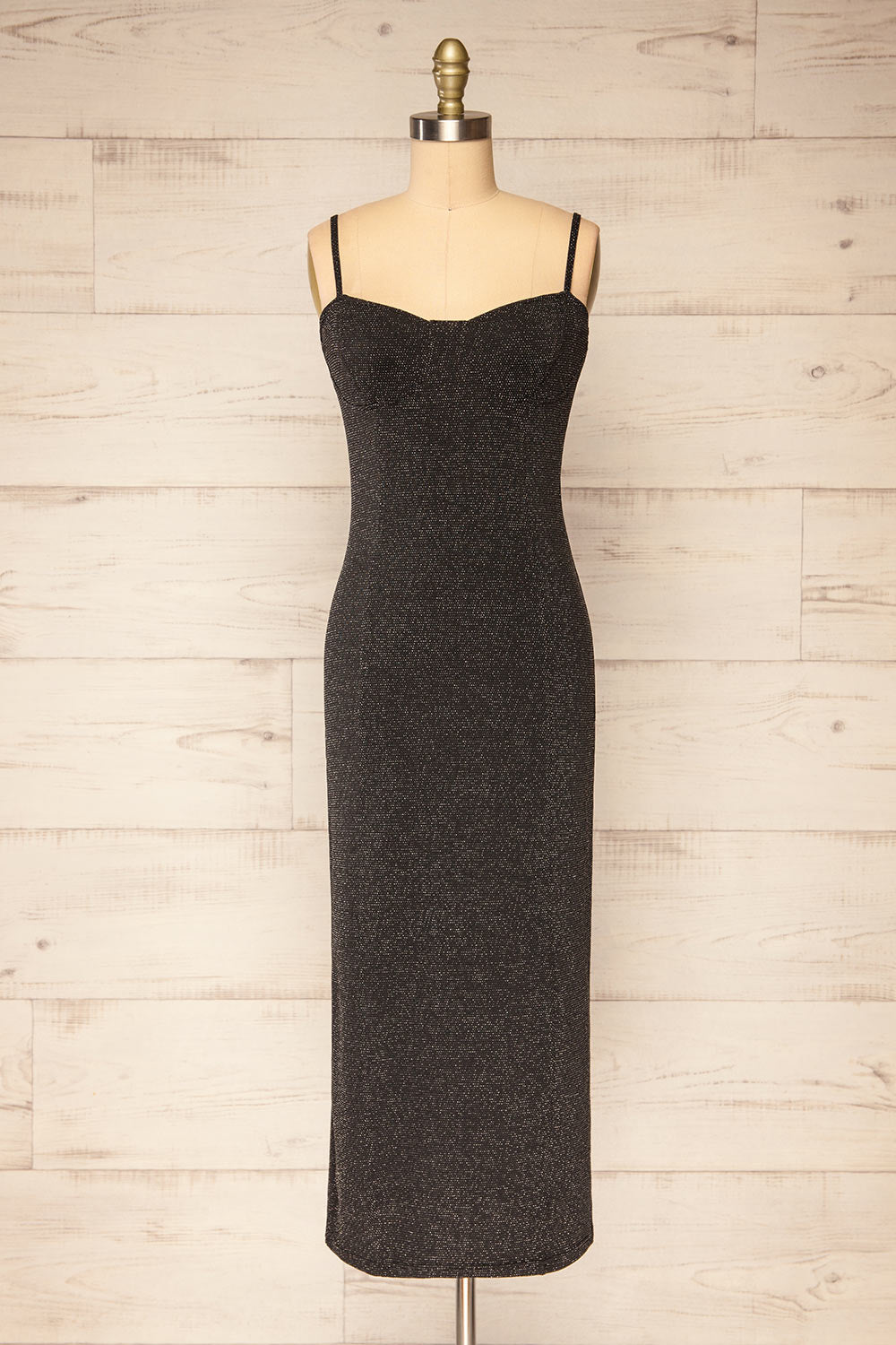 Suai Silver Fitted Midi Dress w/ Back Slit | La petite garçonne front view