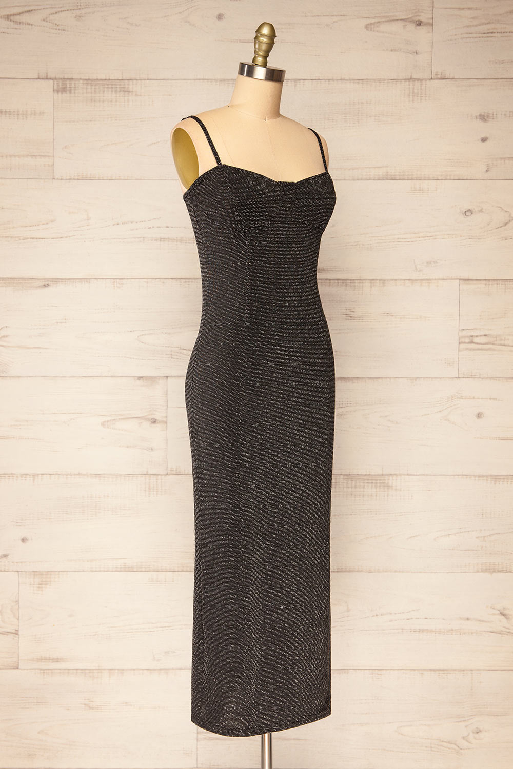 Suai Silver Fitted Midi Dress w/ Back Slit | La petite garçonne side view