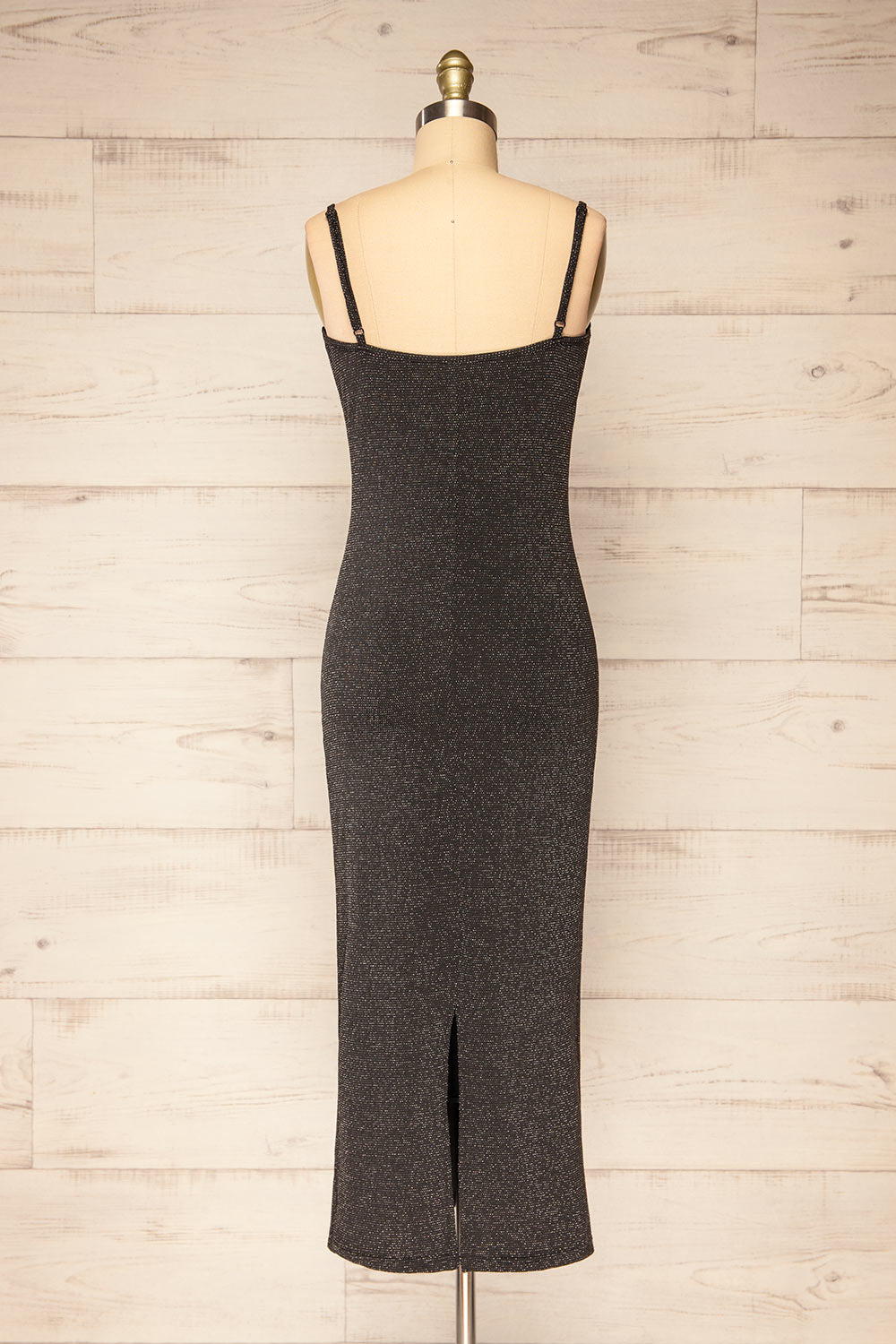 Suai Silver Fitted Midi Dress w/ Back Slit | La petite garçonne back view