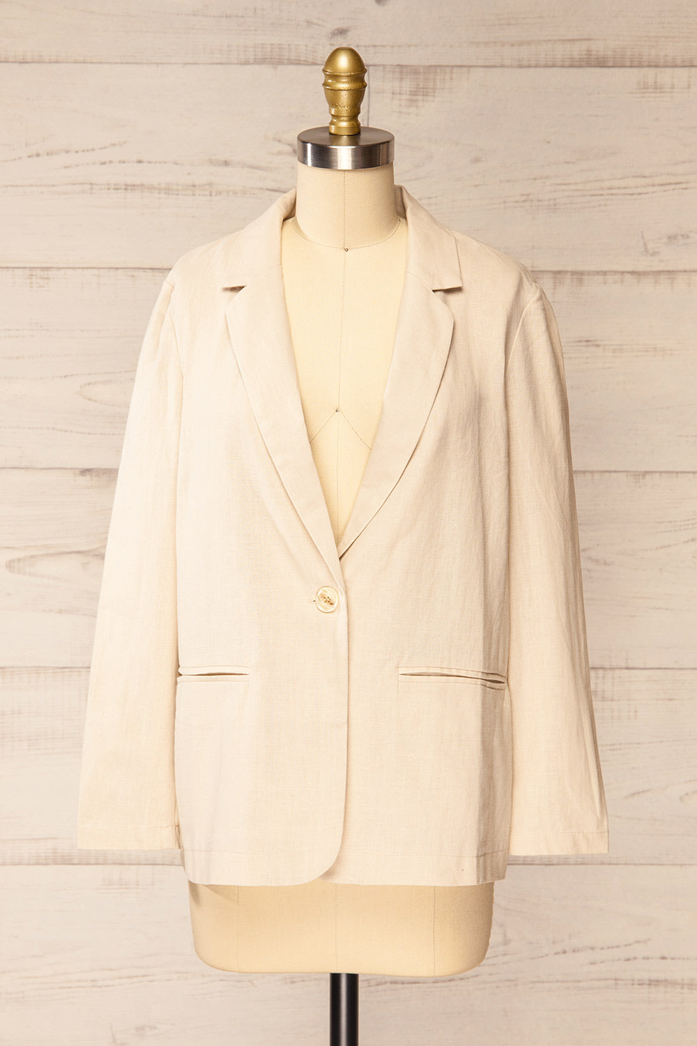 Sucunduri Beige Light Linen Blazer | La petite garçonne front view
