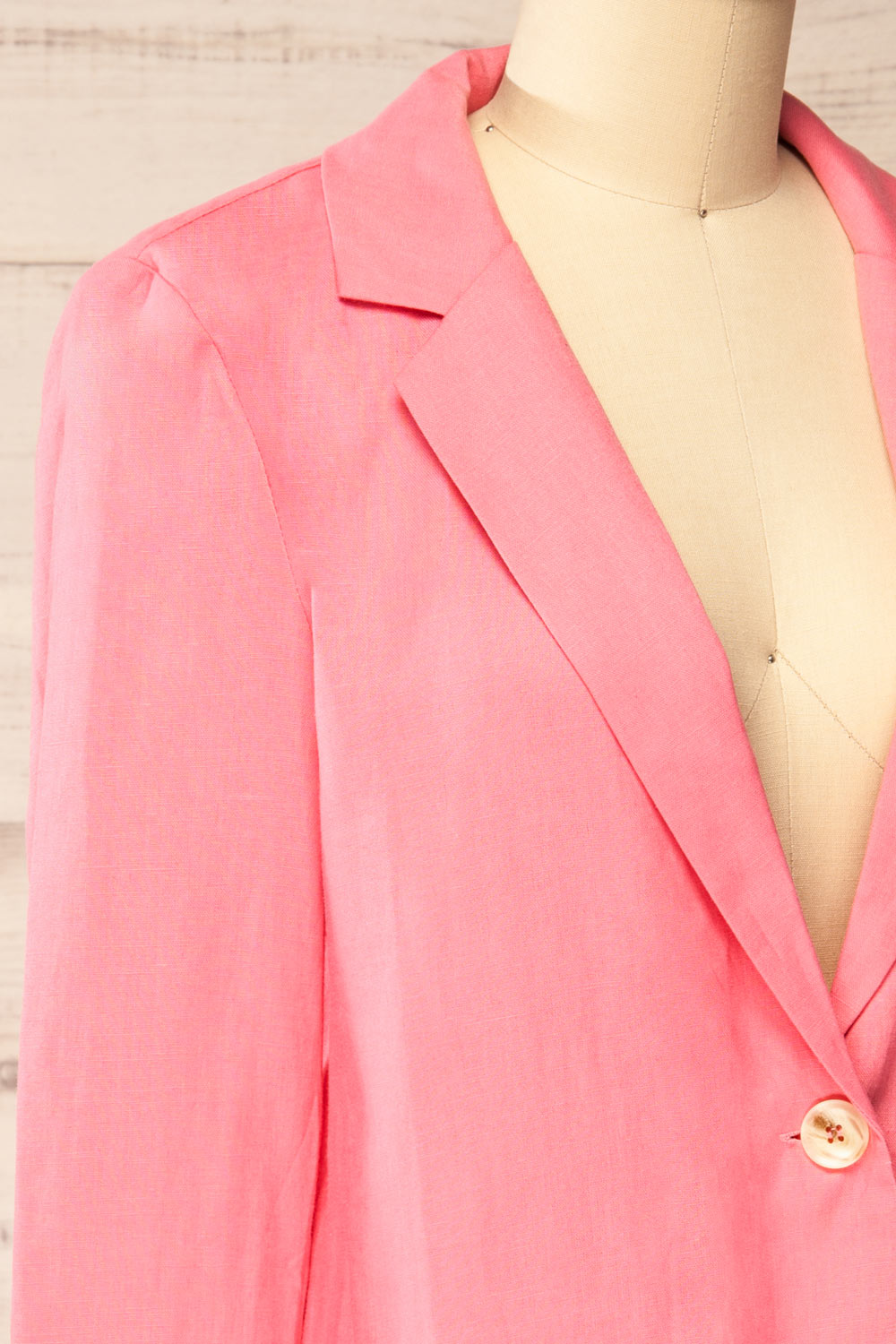 Sucunduri Pink Light Linen Blazer | La petite garçonne side