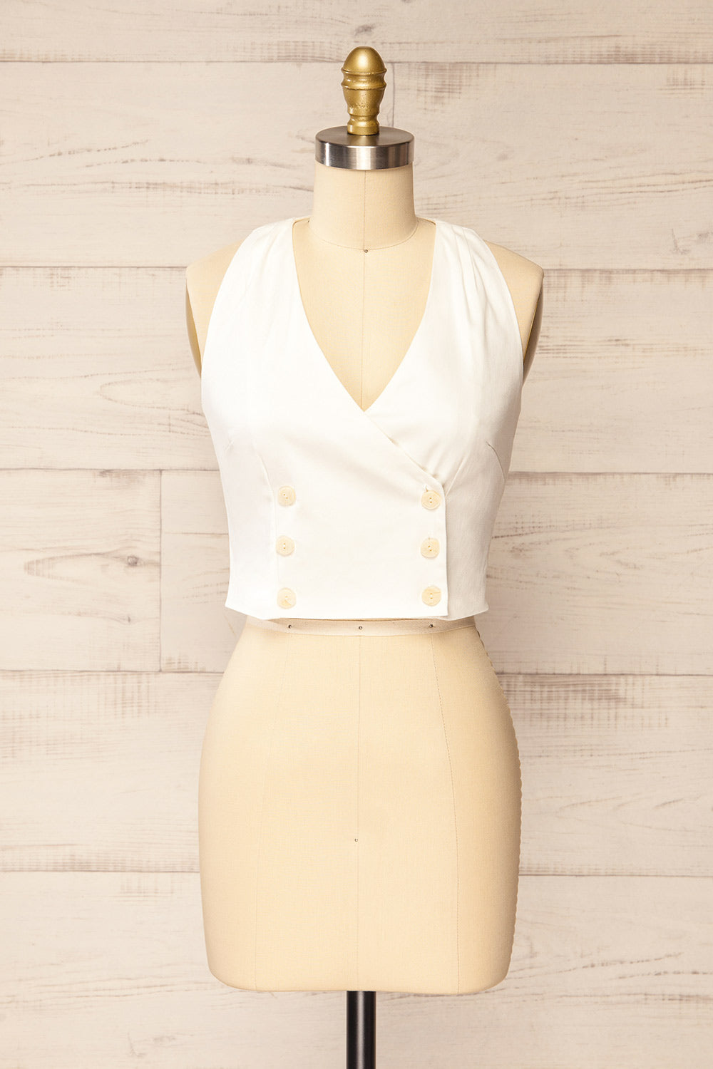 Sudbury White Double Breasted Vest | La petite garçonne front view