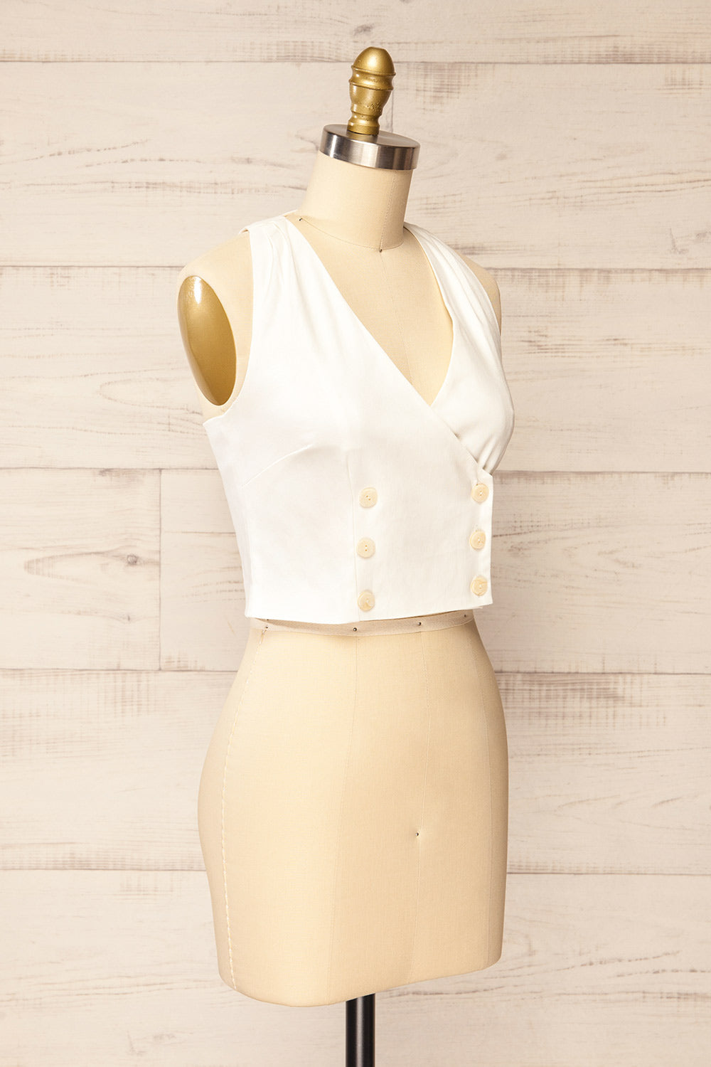 Sudbury White Double Breasted Vest | La petite garçonne side view