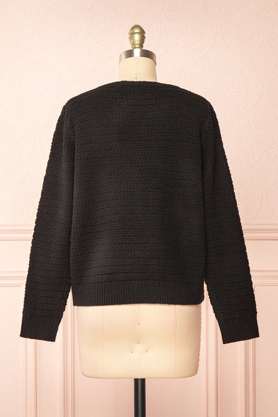 Suzie Black Oversized Knit Cardigan | Boutique 1861 back view