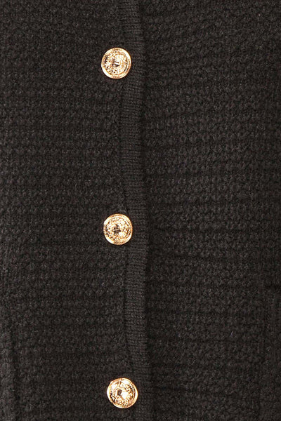 Suzie Black Oversized Knit Cardigan | Boutique 1861 fabric