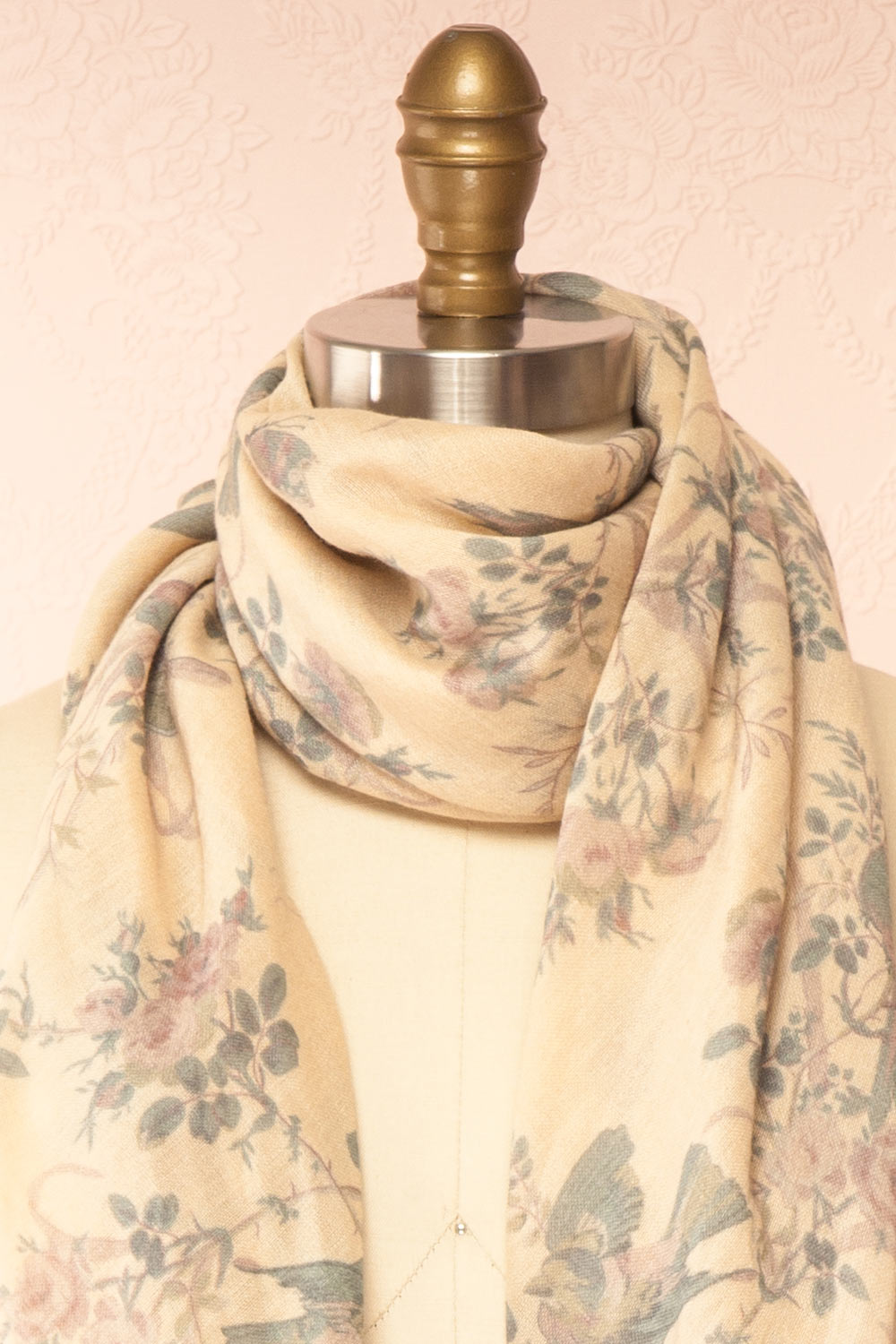 Swallows Light Square Scarf with Floral Pattern by April Cornell | Boutique 1861 middle