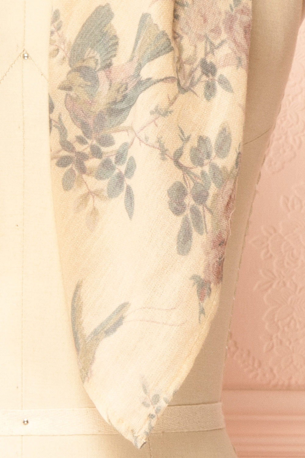 Swallows Light Square Scarf with Floral Pattern by April Cornell | Boutique 1861 details