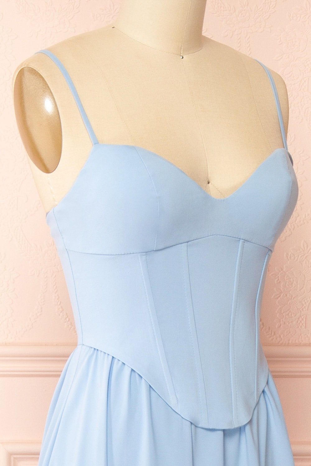 Syana Blue Long Chiffon Corset Dress with Scarf | Boutique 1861 side