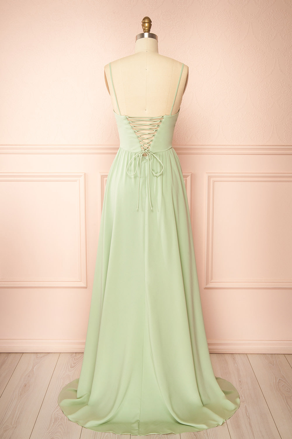 Syana Sage Long Chiffon Corset Dress | Boutique 1861 back view